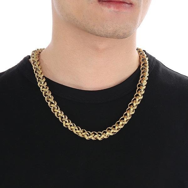 《QBOX 》FASHION 飾品【NK286885】精緻個性復古粗曠拼接編織龍骨環扣鈦鋼項鍊/鋼鍊條(三色)-細節圖10