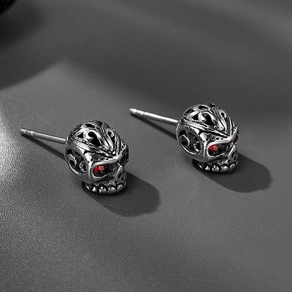 《 QBOX 》FASHION 飾品【E25N1092】精緻個性復古街頭風紅眼骷顱頭鈦鋼耳環/耳飾-細節圖7