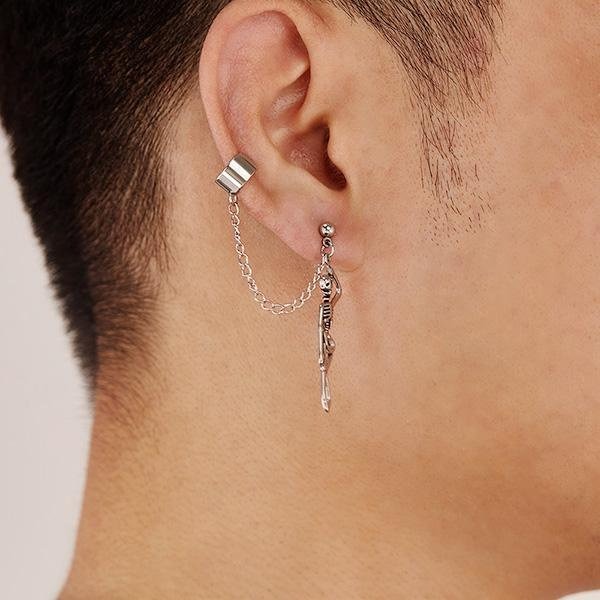 《 QBOX 》FASHION 飾品【E25N1084】精緻個性復古龐克風人形骷顱頭鈦鋼耳環/耳飾-細節圖10