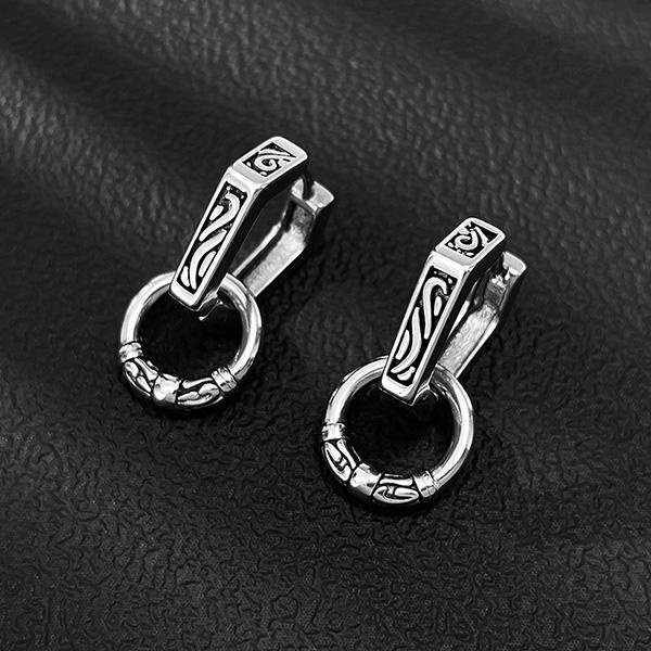 《 QBOX 》FASHION 飾品【E25N1080】精緻個性復古嘻哈風圖紋幾何形鈦鋼耳環/耳飾-細節圖6