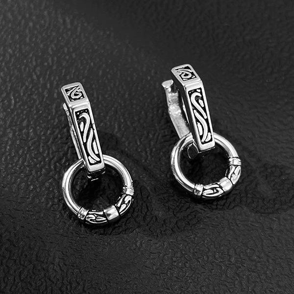 《 QBOX 》FASHION 飾品【E25N1080】精緻個性復古嘻哈風圖紋幾何形鈦鋼耳環/耳飾-細節圖7