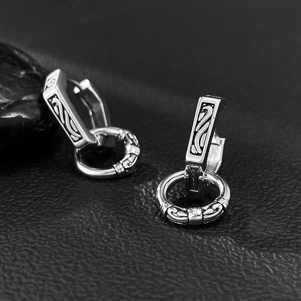 《 QBOX 》FASHION 飾品【E25N1080】精緻個性復古嘻哈風圖紋幾何形鈦鋼耳環/耳飾-細節圖8