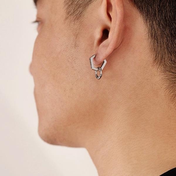 《 QBOX 》FASHION 飾品【E25N1080】精緻個性復古嘻哈風圖紋幾何形鈦鋼耳環/耳飾-細節圖10