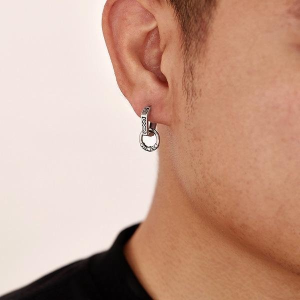 《 QBOX 》FASHION 飾品【E25N1080】精緻個性復古嘻哈風圖紋幾何形鈦鋼耳環/耳飾-細節圖11