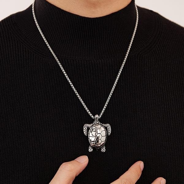 《 QBOX 》FASHION 飾品【C25N2597】精緻個性「龜速悠然」立體海龜鈦鋼墬子項鍊/掛飾-細節圖8