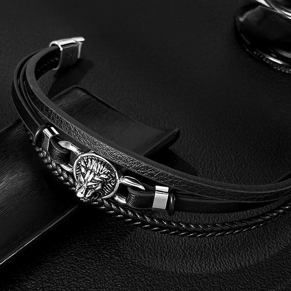 《 QBOX 》FASHION 飾品【L25N1637】 精緻個性「狂獅霸氣」獅頭鈦鋼磁扣頭手鍊/手環-細節圖5