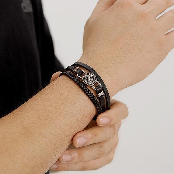 《 QBOX 》FASHION 飾品【L25N1637】 精緻個性「狂獅霸氣」獅頭鈦鋼磁扣頭手鍊/手環-細節圖8