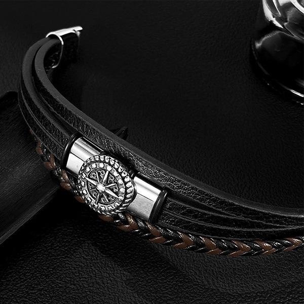 《 QBOX 》FASHION 飾品【L25N1636】 精緻個性「征途指南」圓形指南針鈦鋼磁扣頭手鍊/手環-細節圖6