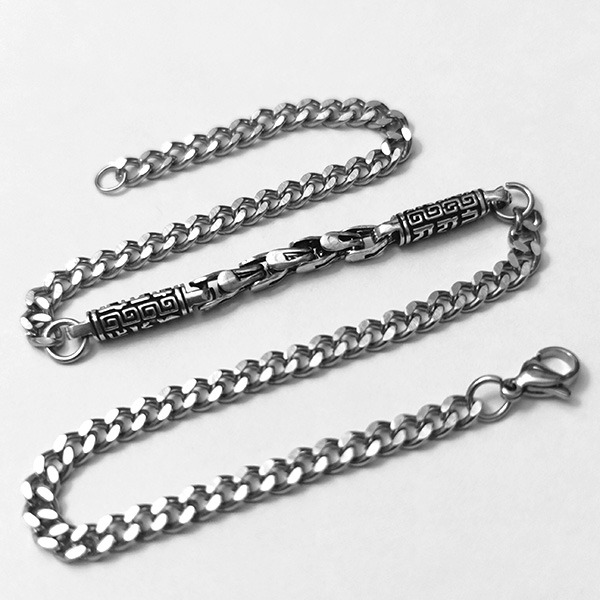 《 QBOX 》FASHION 飾品【N5827298】個性「長城古韻」純銀回紋鏈鈦鋼項鍊/鋼鍊條-細節圖4