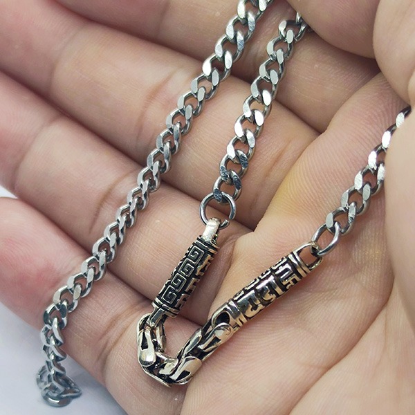 《 QBOX 》FASHION 飾品【N5827298】個性「長城古韻」純銀回紋鏈鈦鋼項鍊/鋼鍊條-細節圖6