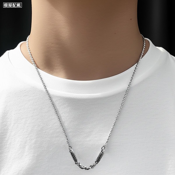 《 QBOX 》FASHION 飾品【N5827298】個性「長城古韻」純銀回紋鏈鈦鋼項鍊/鋼鍊條-細節圖7