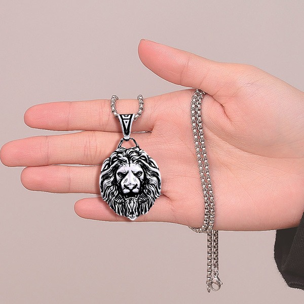 《QBOX 》FASHION 飾品【CBP8-485】精緻個性「獅王榮耀」獅頭鑄造鈦鋼墬子項鍊/掛飾-細節圖6