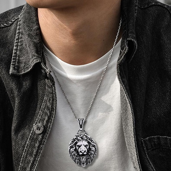 《QBOX 》FASHION 飾品【CBP8-485】精緻個性「獅王榮耀」獅頭鑄造鈦鋼墬子項鍊/掛飾-細節圖7