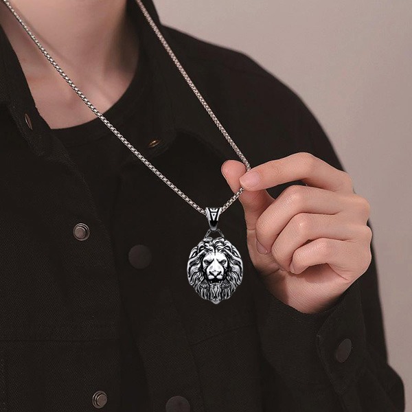 《QBOX 》FASHION 飾品【CBP8-485】精緻個性「獅王榮耀」獅頭鑄造鈦鋼墬子項鍊/掛飾-細節圖8