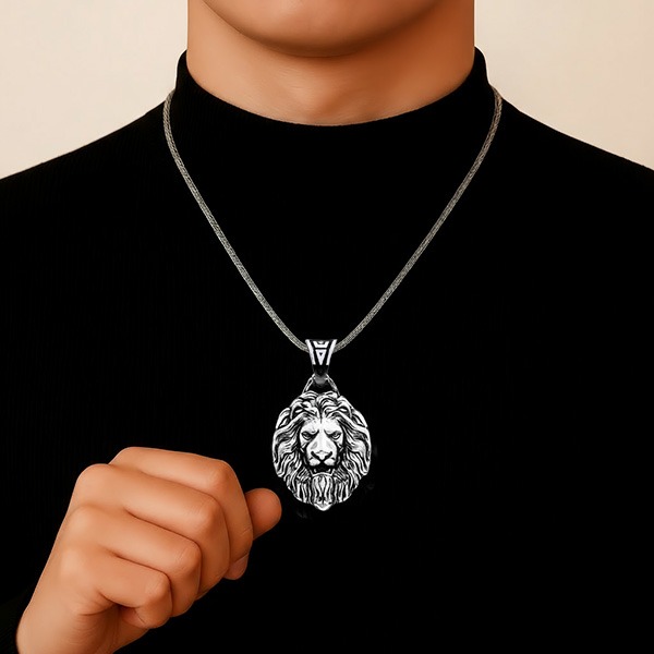 《QBOX 》FASHION 飾品【CBP8-485】精緻個性「獅王榮耀」獅頭鑄造鈦鋼墬子項鍊/掛飾-細節圖9