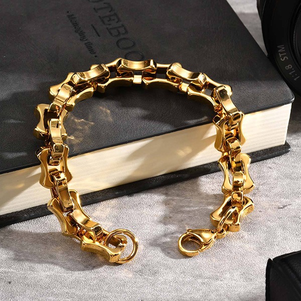 《 QBOX 》FASHION 飾品【GBR-1986】 精緻個性「潮酷鎖鏈」粗曠機車環扣鈦鋼手鍊/手環(四色)-細節圖6