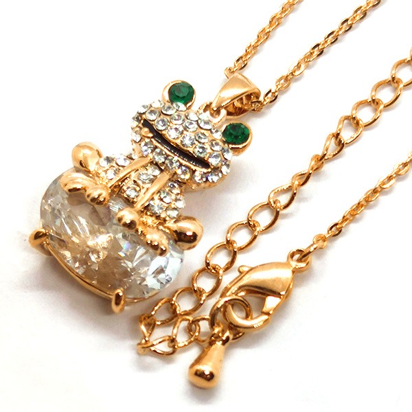 《QBOX 》FASHION 飾品【C5814064】精緻個性「晶鑽萌蛙」玫瑰金滿鑽青蛙墬子項鍊/鎖骨鍊(特價)-細節圖3