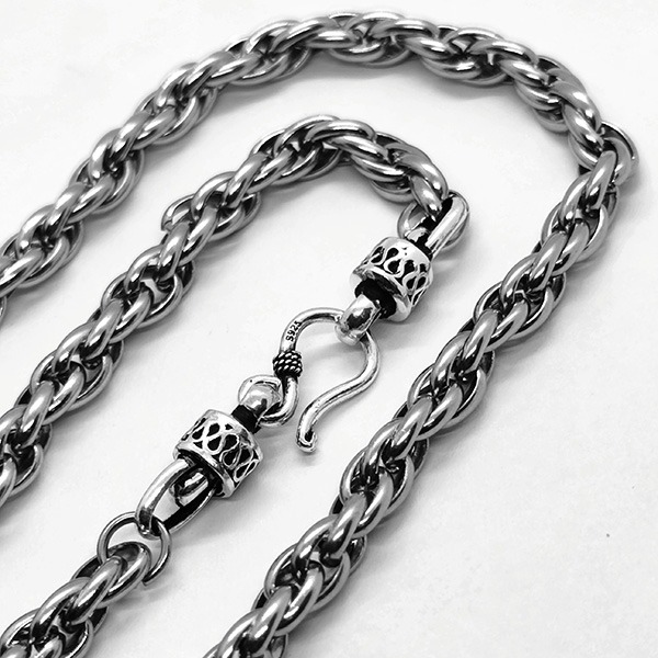 《QBOX 》FASHION 飾品【N591398】精緻個性純銀魚鉤編織環圈鈦鋼項鍊/鋼鍊條-細節圖3