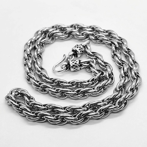 《QBOX 》FASHION 飾品【N591398】精緻個性純銀魚鉤編織環圈鈦鋼項鍊/鋼鍊條-細節圖5