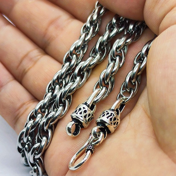 《QBOX 》FASHION 飾品【N591398】精緻個性純銀魚鉤編織環圈鈦鋼項鍊/鋼鍊條-細節圖6