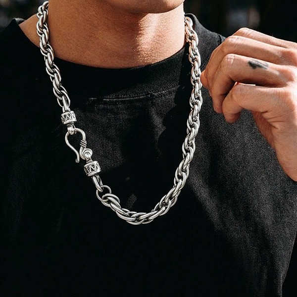 《QBOX 》FASHION 飾品【N591398】精緻個性純銀魚鉤編織環圈鈦鋼項鍊/鋼鍊條-細節圖7