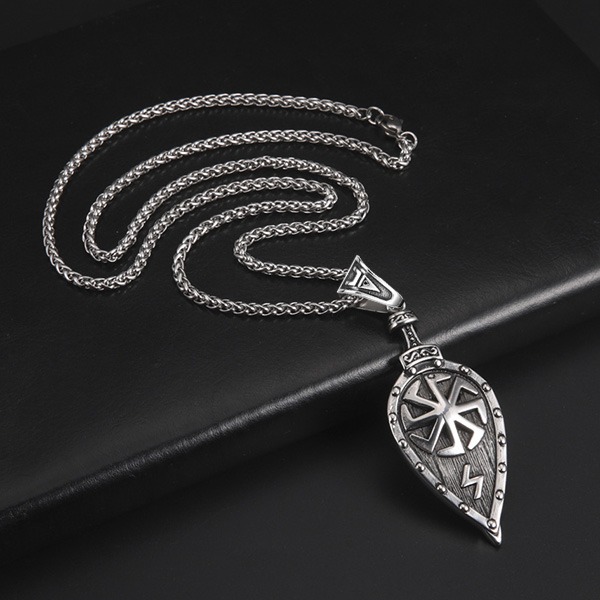 《QBOX 》FASHION 飾品【CBP8-588】精緻個性復古「戰盾信仰」維京符文盾牌鑄造鈦鋼墬子項鍊/掛飾-細節圖4