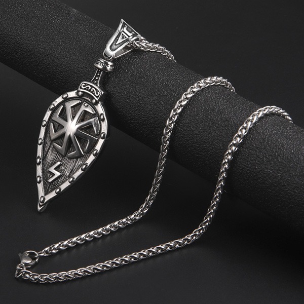 《QBOX 》FASHION 飾品【CBP8-588】精緻個性復古「戰盾信仰」維京符文盾牌鑄造鈦鋼墬子項鍊/掛飾-細節圖5