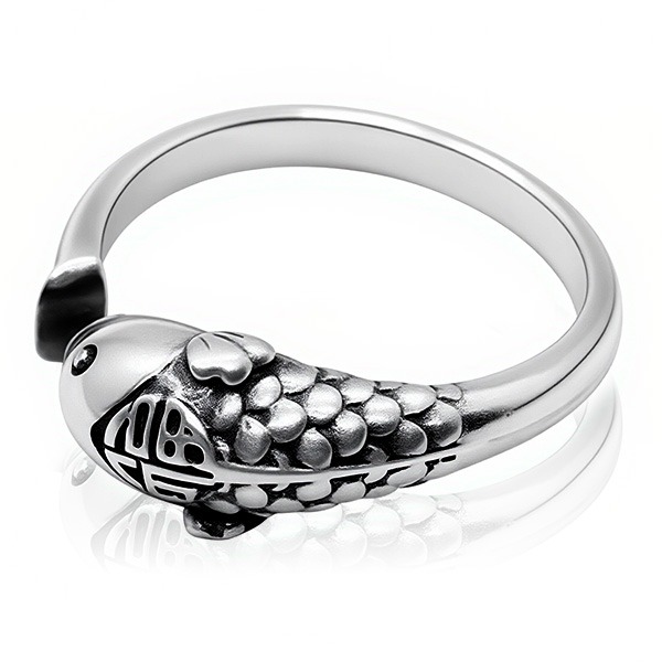 《 QBOX 》FASHION 飾品【RS595298】精緻個性「鯉躍福臨」福字鯉魚S999足銀戒指/開口戒指(特價)-細節圖4