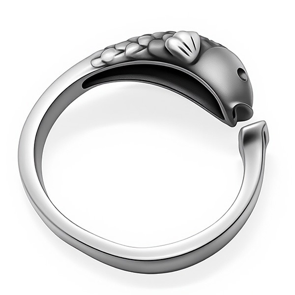 《 QBOX 》FASHION 飾品【RS595298】精緻個性「鯉躍福臨」福字鯉魚S999足銀戒指/開口戒指(特價)-細節圖7