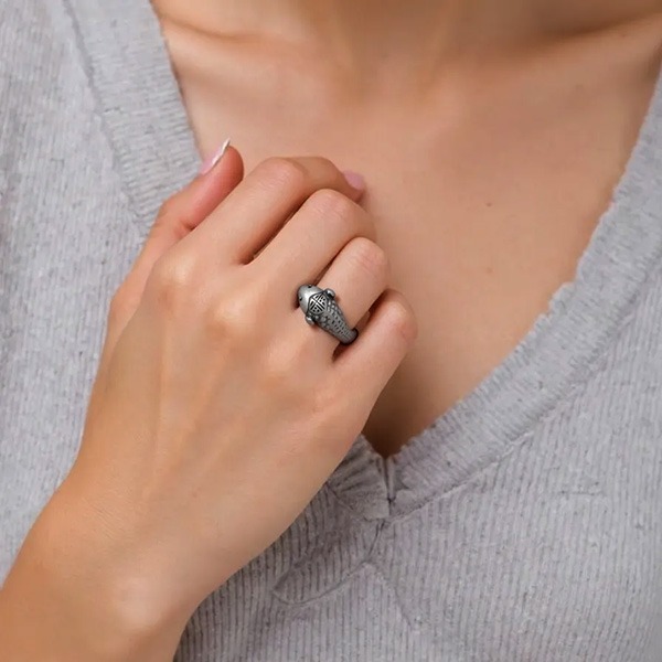 《 QBOX 》FASHION 飾品【RS595298】精緻個性「鯉躍福臨」福字鯉魚S999足銀戒指/開口戒指(特價)-細節圖8