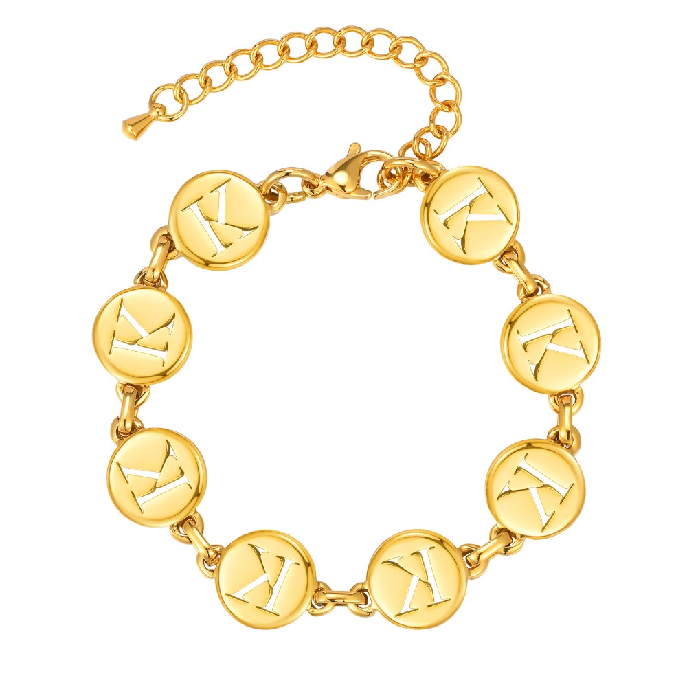 《 QBOX 》FASHION 飾品【GBR-2561】 精緻個性「金語私藏」英文字母金色鈦鋼手鍊/手環-規格圖8