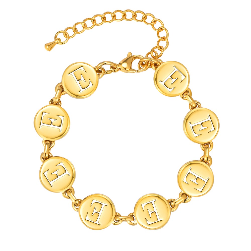 《 QBOX 》FASHION 飾品【GBR-2561】 精緻個性「金語私藏」英文字母金色鈦鋼手鍊/手環-規格圖8