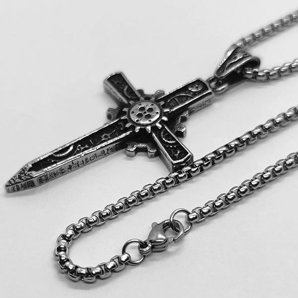 《QBOX 》FASHION 飾品【CBP8-677】精緻個性復古「機械聖芒」機械十字架鈦鋼墬子項鍊/掛飾-細節圖3