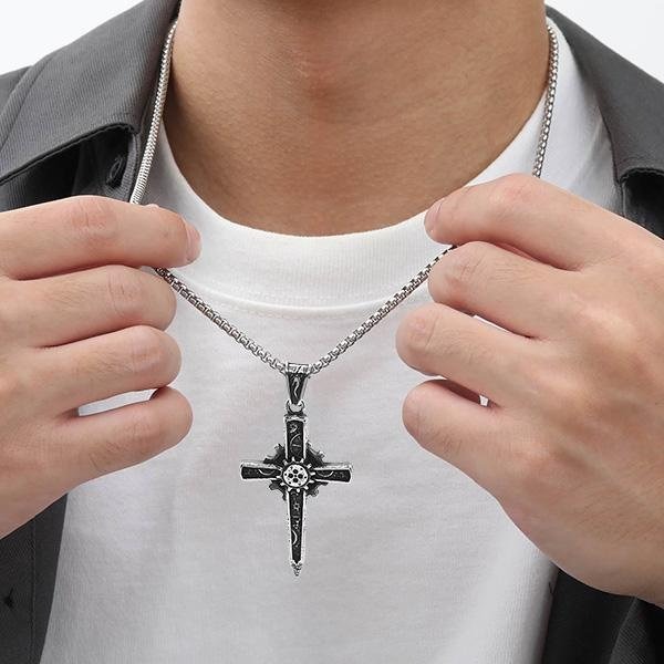 《QBOX 》FASHION 飾品【CBP8-677】精緻個性復古「機械聖芒」機械十字架鈦鋼墬子項鍊/掛飾-細節圖7