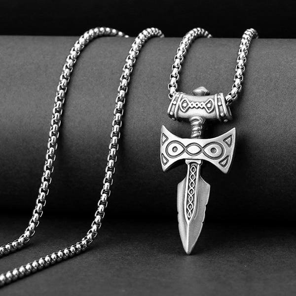 《QBOX 》FASHION 飾品【CMGDZ-017】精緻個性復古「北境鋒芒」維京匕首鈦鋼墬子項鍊/掛飾-細節圖4