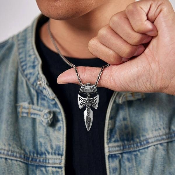 《QBOX 》FASHION 飾品【CMGDZ-017】精緻個性復古「北境鋒芒」維京匕首鈦鋼墬子項鍊/掛飾-細節圖7