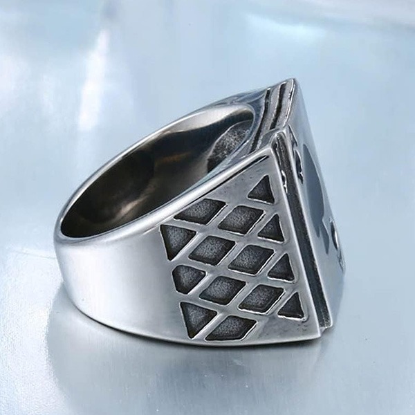 《 QBOX 》FASHION 飾品【RBR8-265】精緻「黑桃王牌」撲克牌黑桃A鑄造鈦鋼戒指/戒環-細節圖8