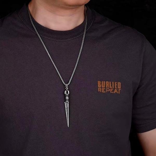 《 QBOX 》FASHION 飾品【TCS4926188】精緻個性立體避邪金剛杵寶劍S925純銀墬子/泰銀吊墜-細節圖7