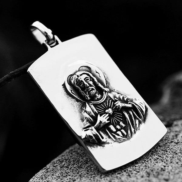 《QBOX 》FASHION 飾品【CBP8-705】精緻個性復古【信仰守護】宗教人像祈禱方牌鈦鋼墬子項鍊/掛飾-細節圖3