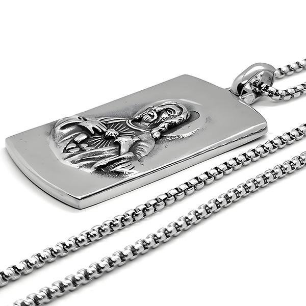 《QBOX 》FASHION 飾品【CBP8-705】精緻個性復古【信仰守護】宗教人像祈禱方牌鈦鋼墬子項鍊/掛飾-細節圖5