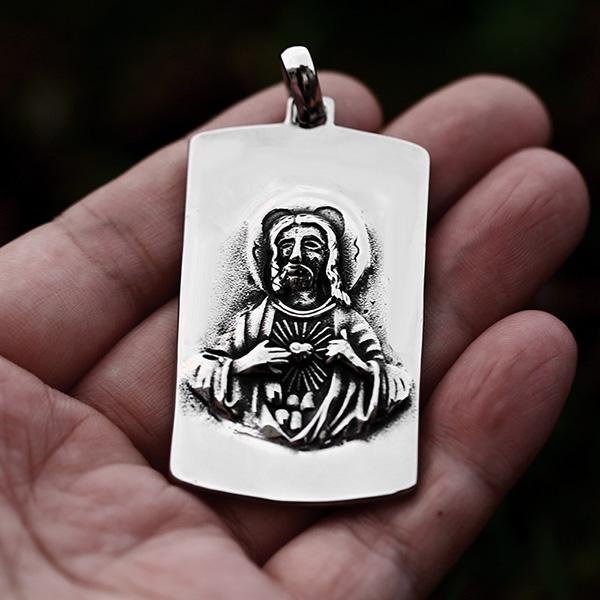 《QBOX 》FASHION 飾品【CBP8-705】精緻個性復古【信仰守護】宗教人像祈禱方牌鈦鋼墬子項鍊/掛飾-細節圖7