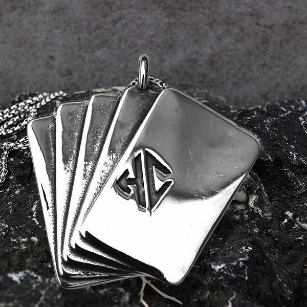 《QBOX 》FASHION 飾品【CBP8-389】精緻個性復古黑桃撲克牌順子鈦鋼墬子項鍊/掛飾-細節圖4