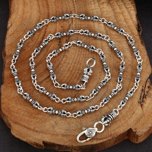 《 QBOX 》FASHION 飾品【TSN595324】精緻個性「銀影禪意」藏式避邪金剛杵S925純銀項鍊-細節圖3