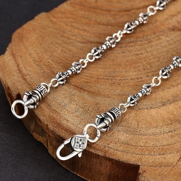 《 QBOX 》FASHION 飾品【TSN595324】精緻個性「銀影禪意」藏式避邪金剛杵S925純銀項鍊-細節圖4