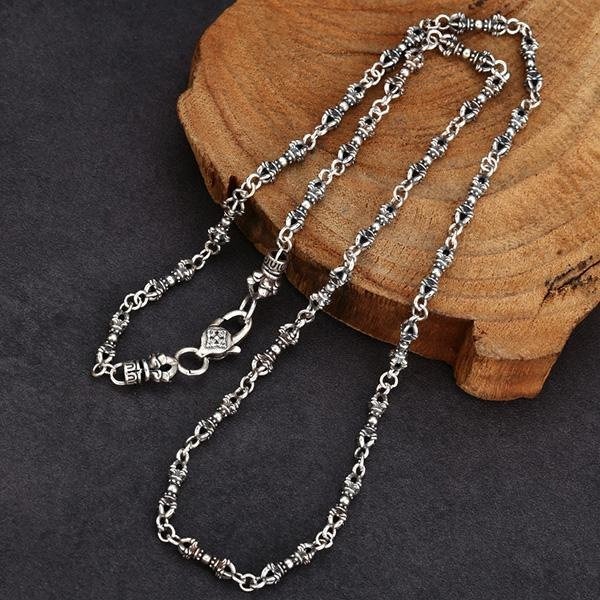 《 QBOX 》FASHION 飾品【TSN595324】精緻個性「銀影禪意」藏式避邪金剛杵S925純銀項鍊-細節圖5