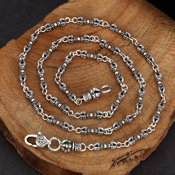 《 QBOX 》FASHION 飾品【TSN595324】精緻個性「銀影禪意」藏式避邪金剛杵S925純銀項鍊-細節圖6