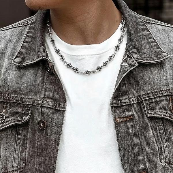 《 QBOX 》FASHION 飾品【TSN595324】精緻個性「銀影禪意」藏式避邪金剛杵S925純銀項鍊-細節圖7