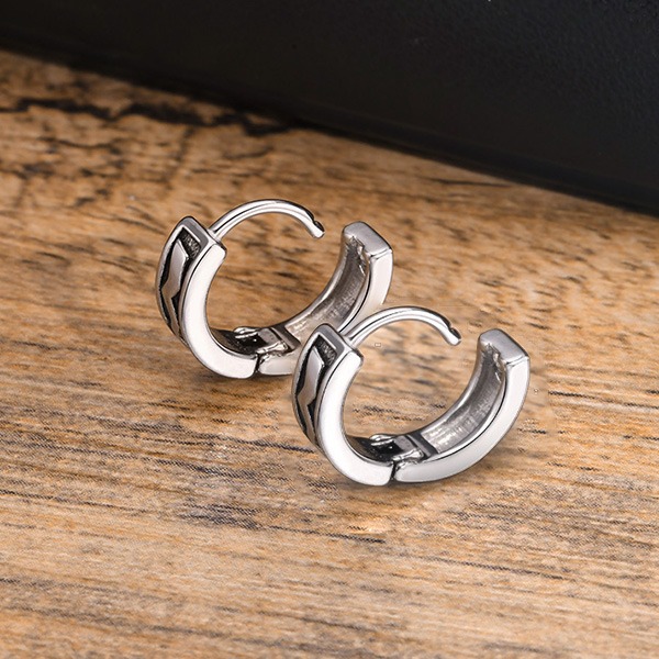 《 QBOX 》FASHION 飾品【GEH-669】精緻個性復古銀焰閃電標誌鈦鋼耳環/耳飾-細節圖5