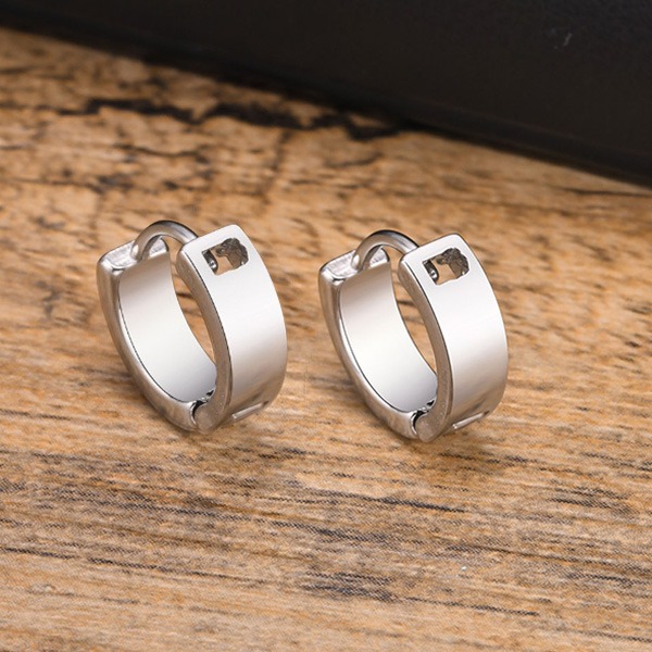 《 QBOX 》FASHION 飾品【GEH-669】精緻個性復古銀焰閃電標誌鈦鋼耳環/耳飾-細節圖6