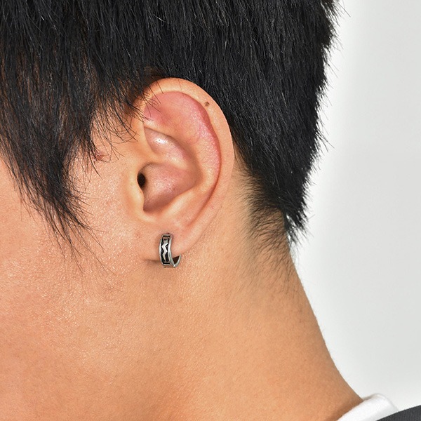 《 QBOX 》FASHION 飾品【GEH-669】精緻個性復古銀焰閃電標誌鈦鋼耳環/耳飾-細節圖7